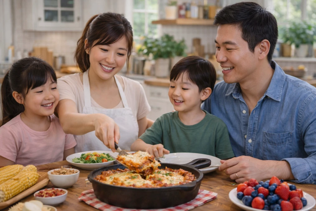 chef Jessica Miller with family-homesteadkitchen